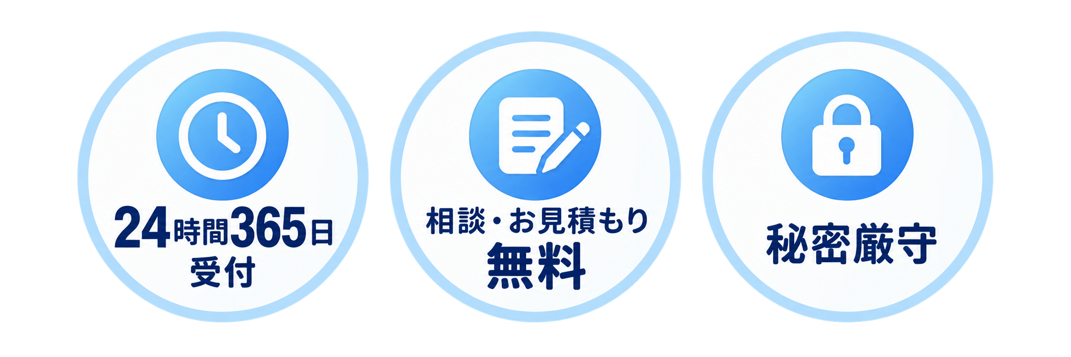24時間365日受付、相談・お見積もり無料、秘密厳守